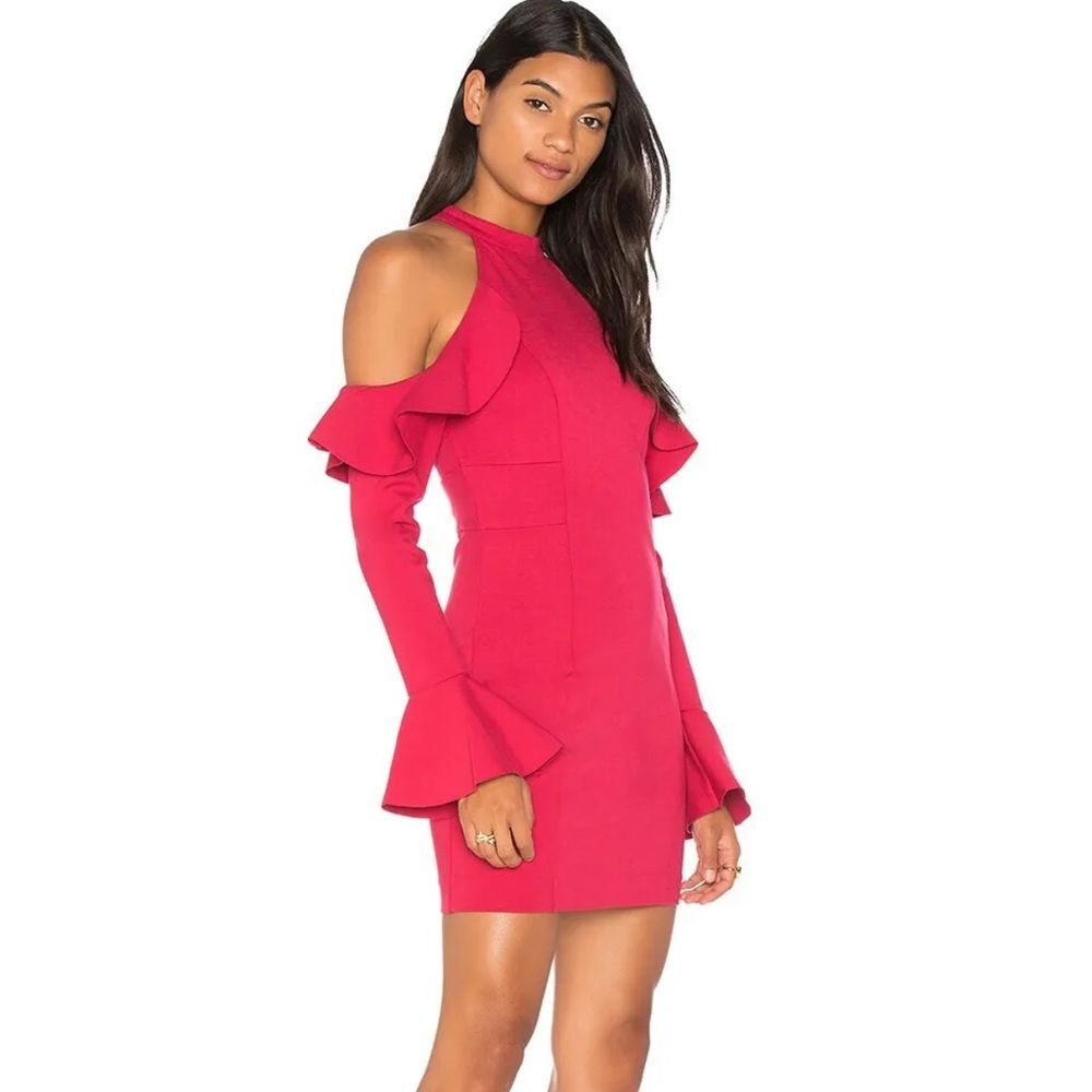 NWT Free People Sweet Talk Cold Shoulder Mini Dress in Raspberry Pink, Size XS